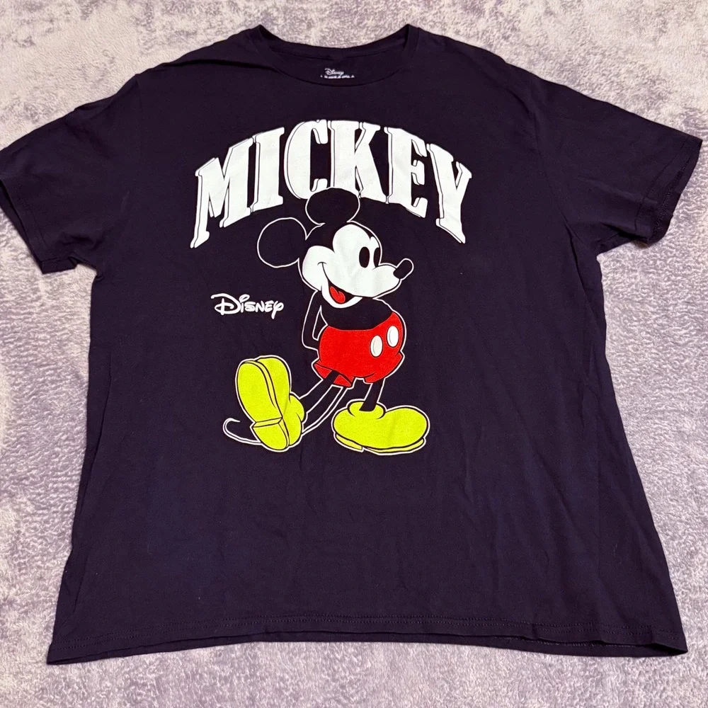 Disney Mickey Mouse Graphic T Shirt Mens XL Navy Black‎ Cotton